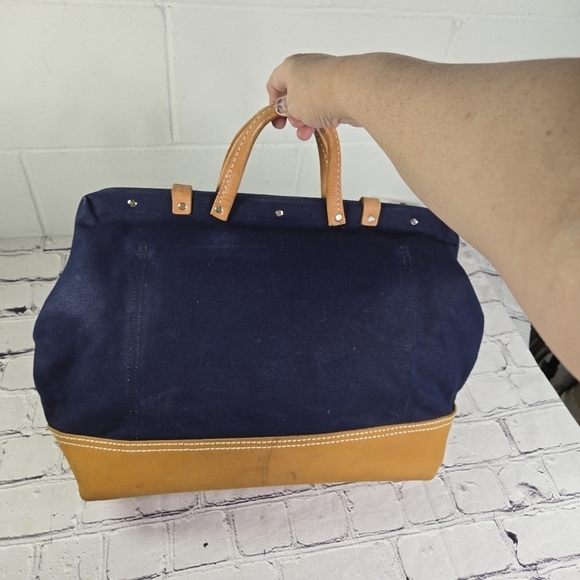 Heritage Leather Co Mason blue canvas leather doctor bag - Picture 5 of 11